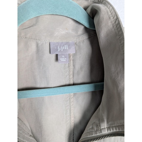 J. Jill Jacket Womens Small Beige Military Collared Zip Front Pockets Lyocell - Picture 2 of 6